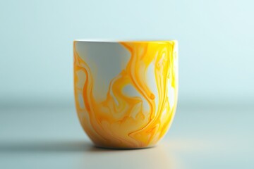 Poster - Elegant ceramic bowl featuring abstract orange and white design.