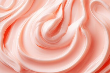 Leinwandbilder - Close-up of a soft, swirling expanse of light pink cream, showing smooth curves and glossy textures, ideal for cosmetic or dessert themes.