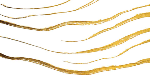 Aufkleber - Gold line on white background. Abstract gold wave flowing on white background. Gold wave design isolated on white background.