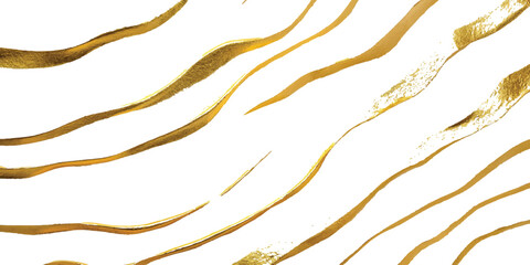 Aufkleber - Gold line on white background. Abstract gold wave flowing on white background. Gold wave design isolated on white background.