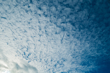 Wall Mural - blue sky background, blue sky with white clouds in natural tones, evening sunset view