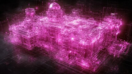Wall Mural - Luminous pink nebula background abstract cosmic dust cloud for s