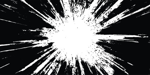 Poster - Vector black and white burst of paint on a white background. Black and white abstract background. White and black comic book background with light speed lines, explosion effect, and speed blur