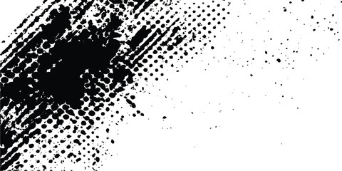 Aufkleber - Black spots, splashes and dotted paint marks on a white background. grunge texture of old background. Grunge black and white distress. Dot texture background. Halftone dotted grunge texture. 