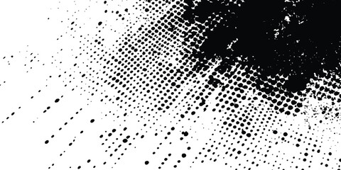 Aufkleber - Black spots, splashes and dotted paint marks on a white background. grunge texture of old background. Grunge black and white distress. Dot texture background. Halftone dotted grunge texture. 