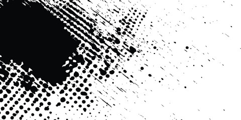 Aufkleber - Black spots, splashes and dotted paint marks on a white background. grunge texture of old background. Grunge black and white distress. Dot texture background. Halftone dotted grunge texture. 