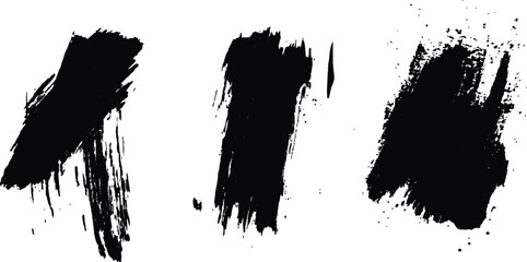 Aufkleber - Isolated collection of abstract black paint splashes and brush stroke white background. Collection of black paint. Spray paint elements, brush stroke, black splashes set.
