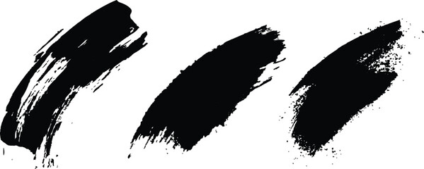 Aufkleber - Isolated collection of abstract black paint splashes and brush stroke white background. Collection of black paint. Spray paint elements, brush stroke, black splashes set.
