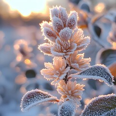 frosted flower close-up at sunset