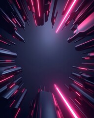 Aufkleber - abstract, geometric, and futuristic background, featuring a circle of glowing red lines and a dark, dramatic aesthetic, creating a sense of depth and technology.