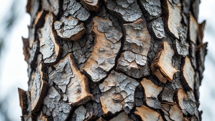 Fototapete - close-up detailed shot of textured tree bark, showing the intricate patterns and rugged surface 