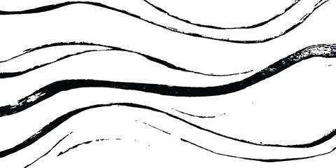 Leinwandbilder - Black flowing wave lines on white transparent background. Abstract wave line for banner, template, wallpaper background with wave design. Vector illustration