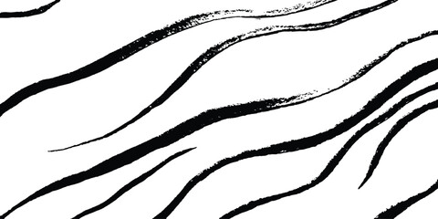 Leinwandbilder - Black flowing wave lines on white transparent background. Abstract wave line for banner, template, wallpaper background with wave design. Vector illustration