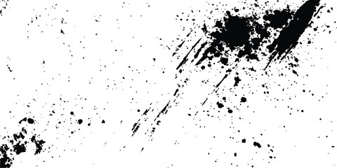 Fototapete - Vector grunge black and white distressed texture transparent white background. Abstract black ink splash on white background with energetic splatter and unique texture for creative and artistic design
