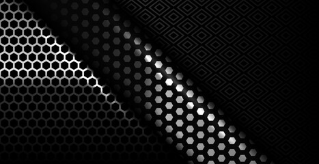 Wall Mural - abstract black geometry with hexagon design pattern background