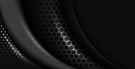 Wall Mural - abstract black geometry with hexagon design pattern background