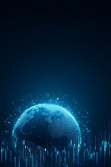 blue digital technology network chart background, Creative IA’ becomes a creative digital chart with blue background and innovative IA technology
