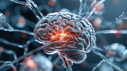 Poster - A brain with a red spot on it