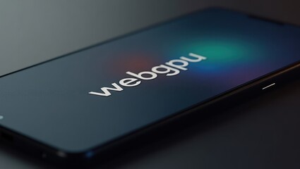Webgpu. Smartphone screen with WebGPU logo technology concept close-up