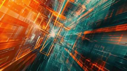 Abstract of digital shape or line and technological cyber style particle design connect in surreal electronic shape designing. High tech scenery express seamless pattern perfect for wallpaper. AIG53.