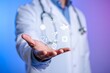 © Vectorhub by ice - Doctor Presenting Digital Healthcare Innovations Medical Technology, Biotech, and Wellness Solutions