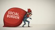 © Firman Dasmir - Illustration of a man struggling under the weight of social burden concept