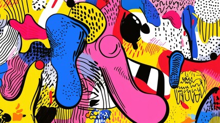 Wall Mural - pulsating pop art background with flowing colors and beat-driven motion in an abstract scene