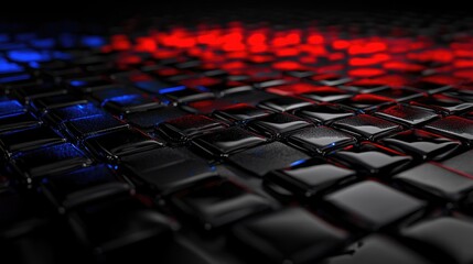 Poster - Parallel red and blue circuits flowing across a dark digital grid, high-tech design