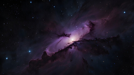 Wall Mural - A photograph nebula glows with an ethereal violet light, shaped like a swirling eye.