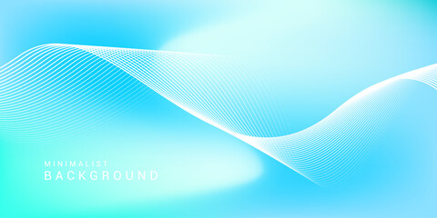 Wall Mural - Abstract blue gradient background with shining lines waves. Minimalist background for banner, poster, cover, brochure, flyer, website