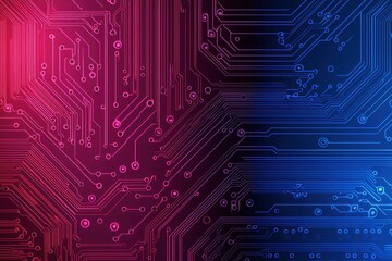 Abstract Circuit Board Background in Red and Blue Colors