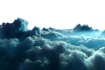 Wall Mural - Clouds filled with shades of blue illuminated by sunlight