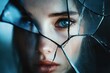 © Ольга Лукьяненко - Melancholic woman reflected in broken mirror shards