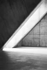 Aufkleber - Brutalist architecture interior with concrete walls and light shaft in monochrome style industrial space