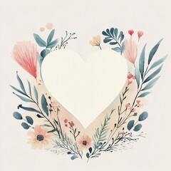 Aufkleber - Greeting card with floral background and a central heart shape featuring blank space for personalized messages or quotes.

