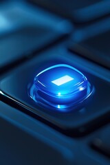 Leinwandbilder - Close up of blue keyboard key with minus symbol illuminated in modern style studio shot technology
