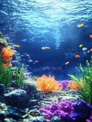 Poster - Underwater paradise teeming with marine life colorful coral reef fish swimming in clear ocean water tranquil scene vibrant ecosystem
