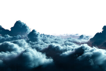 Wall Mural - Dramatic dark clouds illuminated by soft light above the horizon