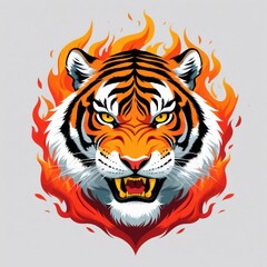  Fierce tiger head engulfed in flames (1)