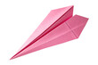 © Syed Ali Raza - A sharply folded, pastel pink paper airplane with crisp edges, floating in mid-air, symbolizing childhood dreams, simplicity, and lighthearted playfulness, isolated on a transparent background