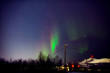 Wall Mural - aurora borealis, polar lights with milky way stars.
