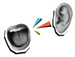 © tiena - Screaming open mouth and ear - communication concept. Modern collage style. Illustration on transparent background