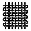 © Rustanto - Minimalist weave icon showing interlaced textile pattern. Ideal for fabric, cloth, or fashion industry concepts. Bold, black, and geometric design.
