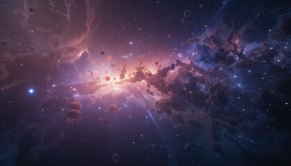 Wall Mural - Cosmic nebulae in a vibrant stellar expanse.