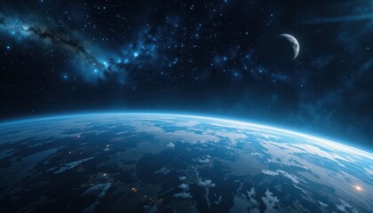 Wall Mural - Celestial view of planet Earth from space.