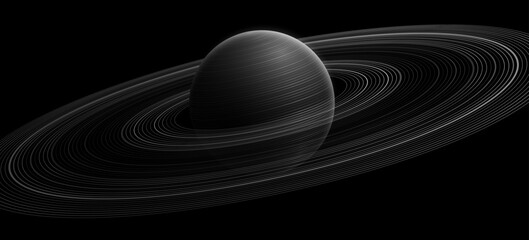 Wall Mural - abstract planet saturn with ring around. solar system concept. scientific presentation backdrop for 