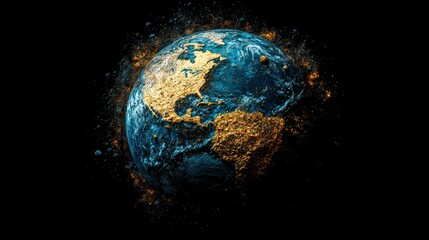 earth exploding, gold dust