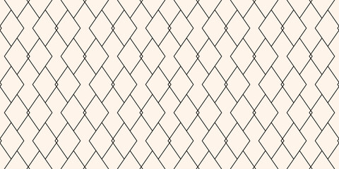 Wall Mural - subtle vector geometric lines texture. black and white minimalist seamless pattern with diamonds, ou