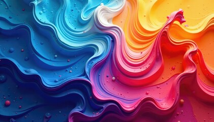 Wall Mural - Abstract swirling paint textures in vibrant hues , vivid, intense, flow