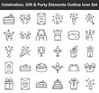 © Mahmud - Minimalist line drawing shows a set of party icons symbolizing celebration and gifting